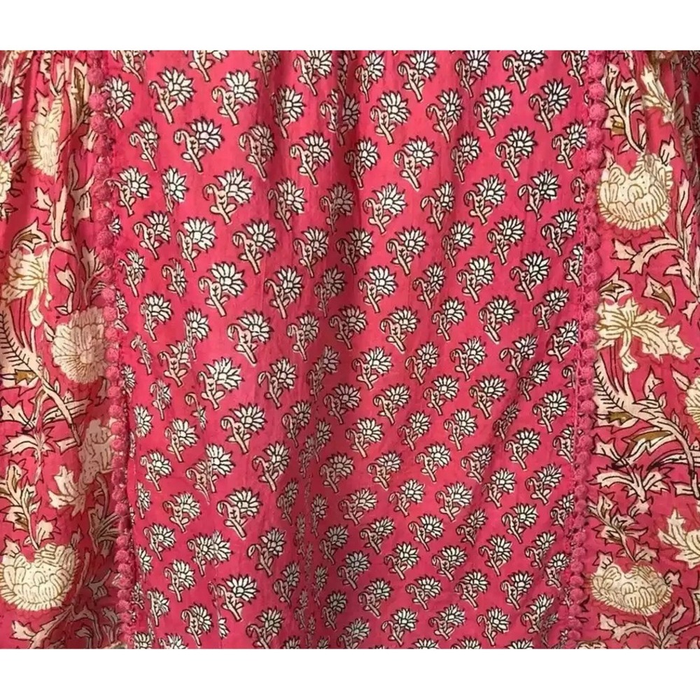 Rachel Zoe Pink Boho Top Medium Block Print India Cotton Gauzy - Picture 4 of 5
